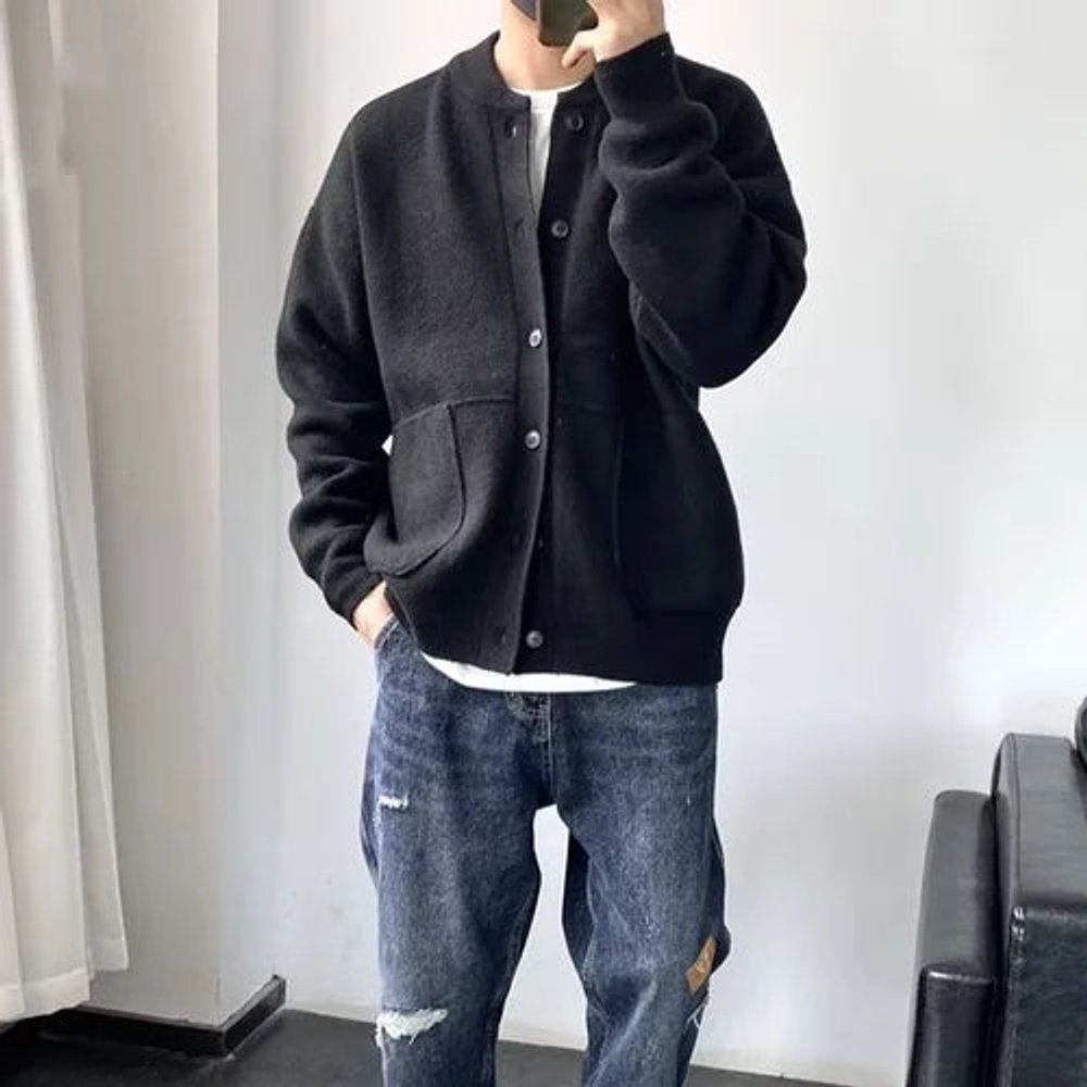 Levi | Heren Mens Cardigan Oversized Gebreide Knoop Vest