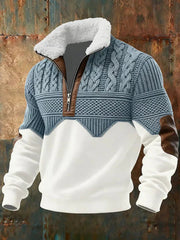 Bram | Heren Mens Knit Sweater Halfzip Fleece Kraag Colorblock Pullover