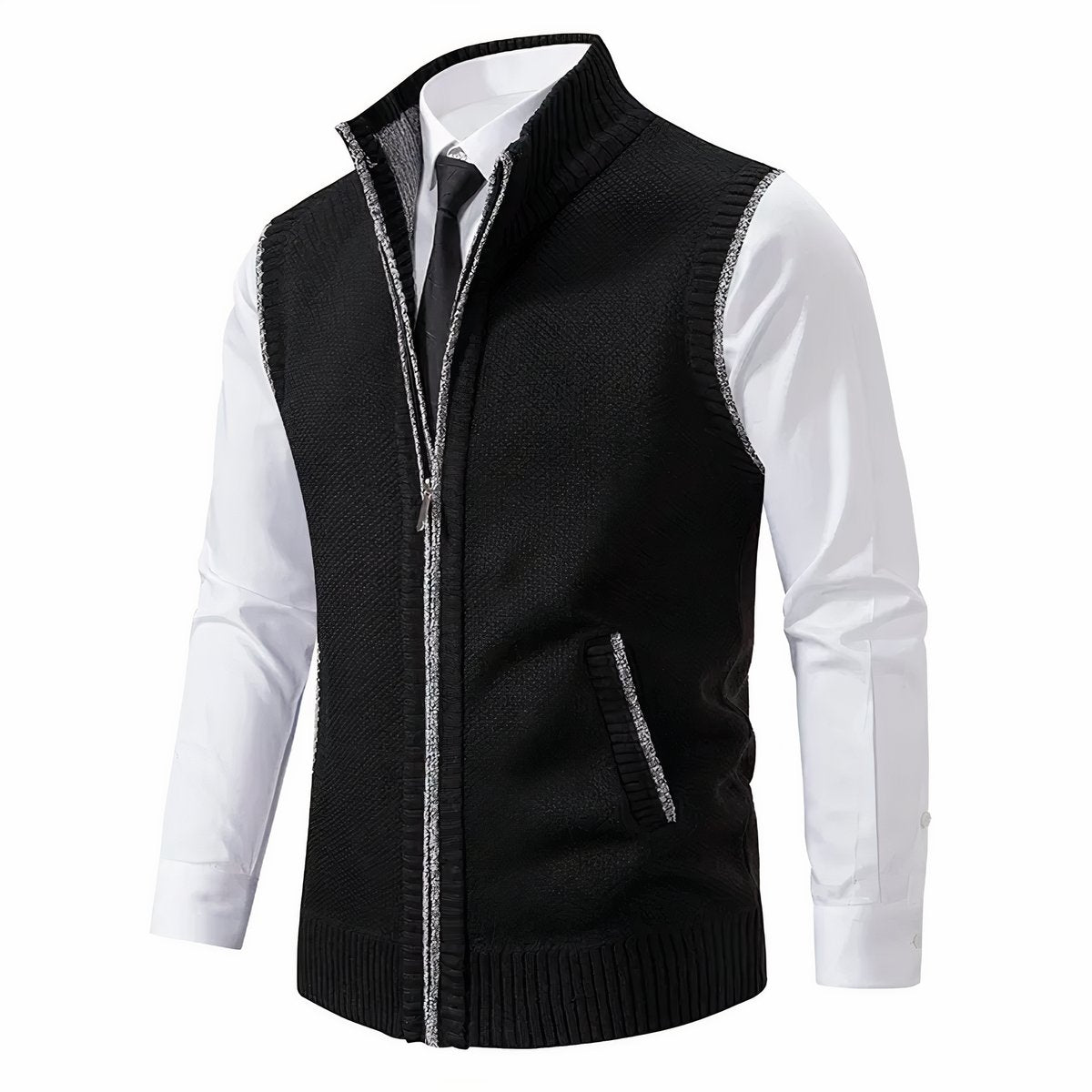 Milan | Heren Mouwloze Gebreide Mens Cardigan Vest Rits