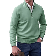 Mees | Heren Regular-Fit Kwart-Rits Gebreide Pullover Sweater