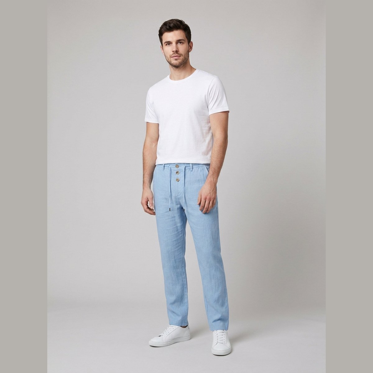 Sven | Heren Relaxed-Fit Linnen Broek met Elastische Taille en Knoopsluiting