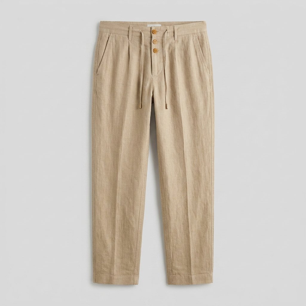 Sven | Heren Relaxed-Fit Linnen Broek met Elastische Taille en Knoopsluiting