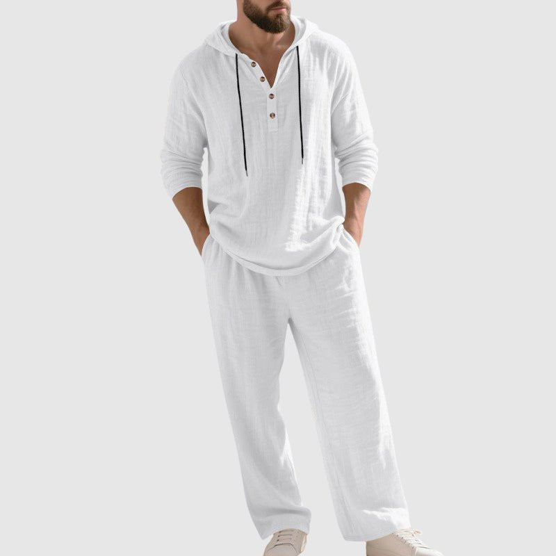 Thomas | Heren Relaxed-Fit Linnen Set Met Capuchon