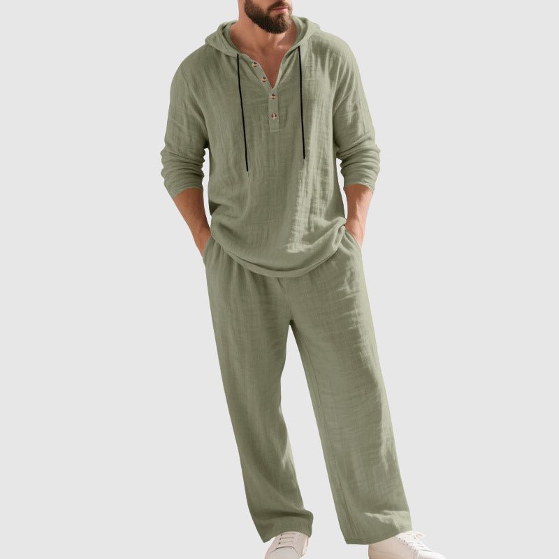 Thomas | Heren Relaxed-Fit Linnen Set Met Capuchon