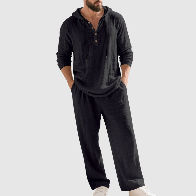 Thomas | Heren Relaxed-Fit Linnen Set Met Capuchon