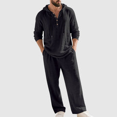 Thomas | Heren Relaxed-Fit Linnen Set Met Capuchon
