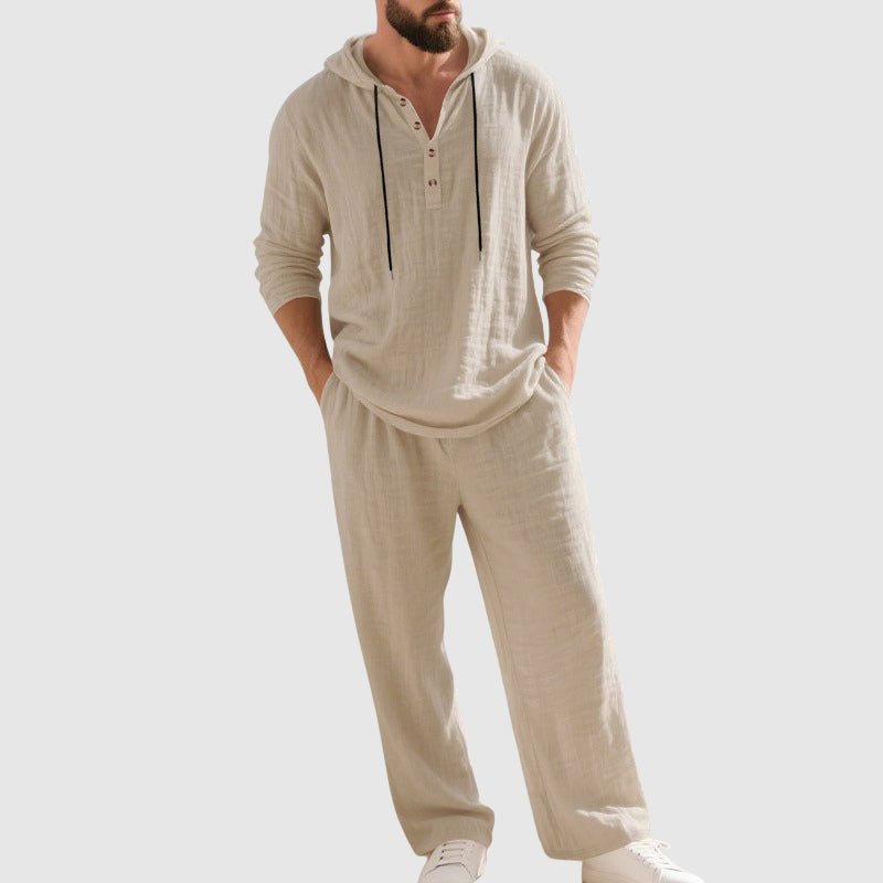 Thomas | Heren Relaxed-Fit Linnen Set Met Capuchon