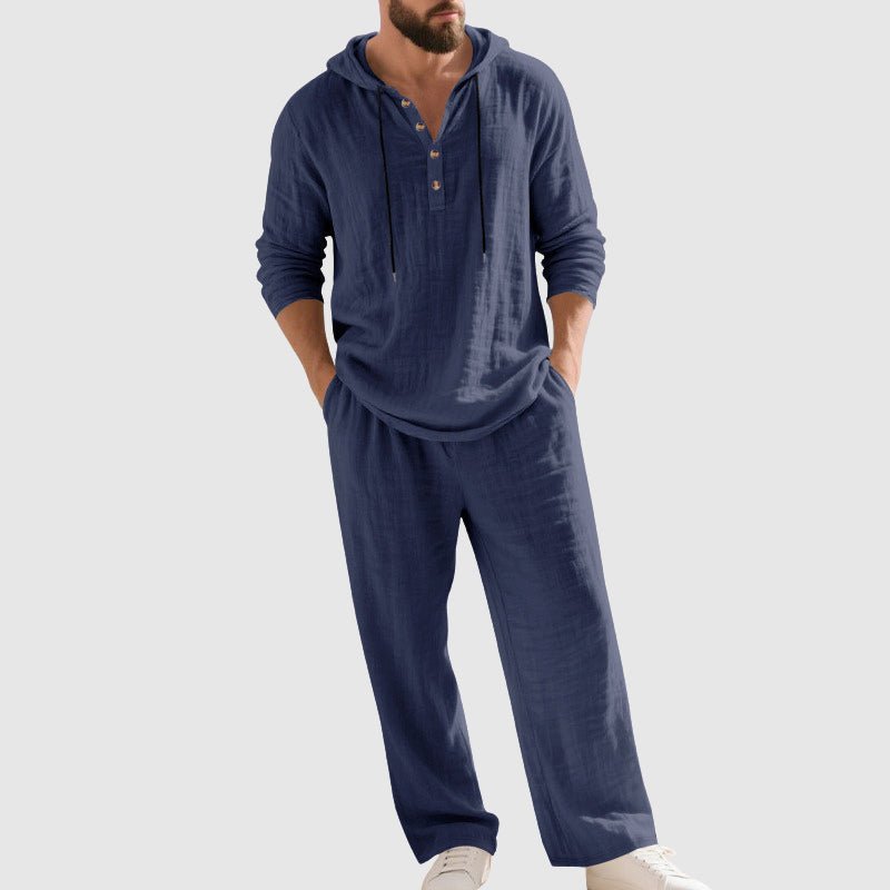 Thomas | Heren Relaxed-Fit Linnen Set Met Capuchon