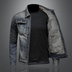 Jayden | Heren Retro Gewassen Denim Jacket Vintage Ritssluiting
