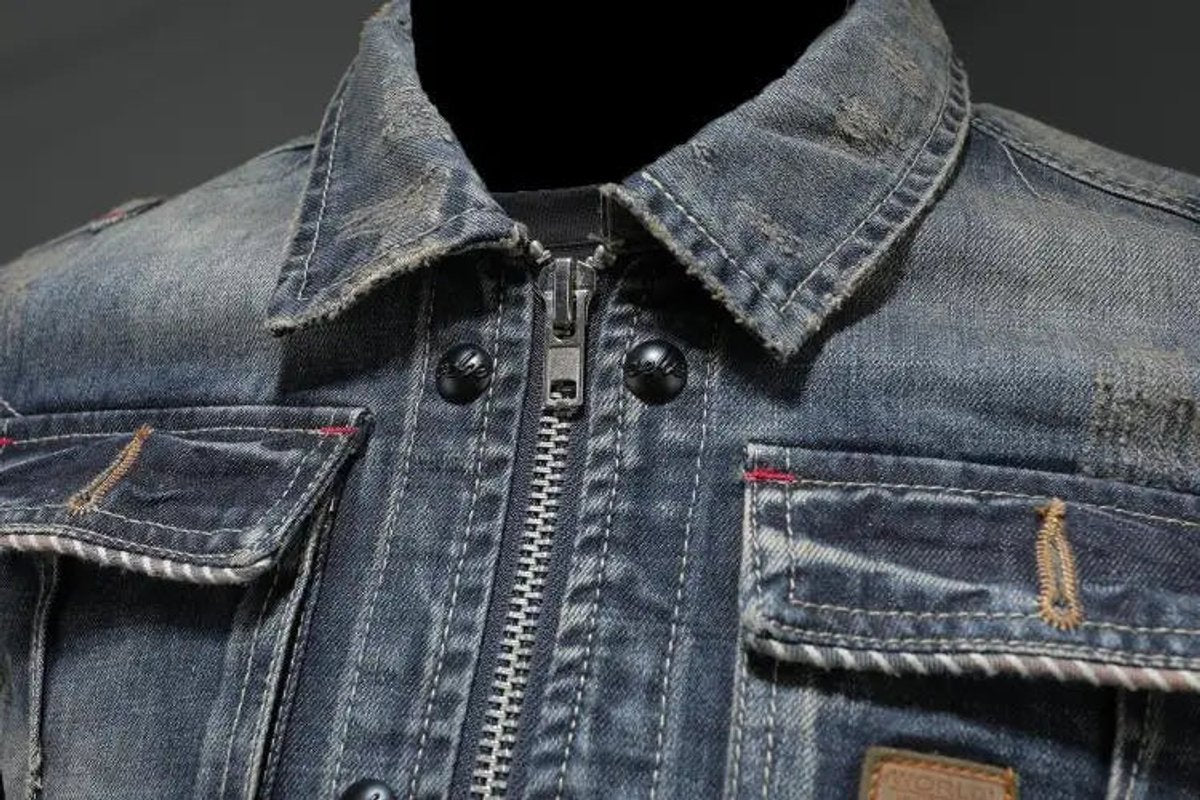 Jayden | Heren Retro Gewassen Denim Jacket Vintage Ritssluiting