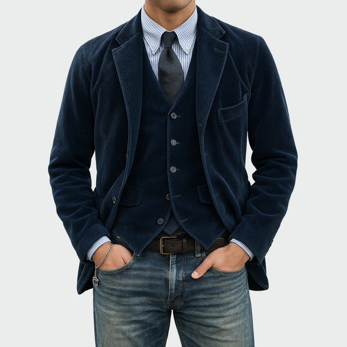 Bram | Heren Ribfluwelen Blazer Vestset Slim-Fit Tweedelig
