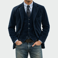 Bram | Heren Ribfluwelen Blazer Vestset Slim-Fit Tweedelig