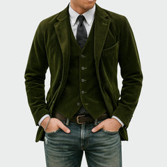 Bram | Heren Ribfluwelen Blazer Vestset Slim-Fit Tweedelig