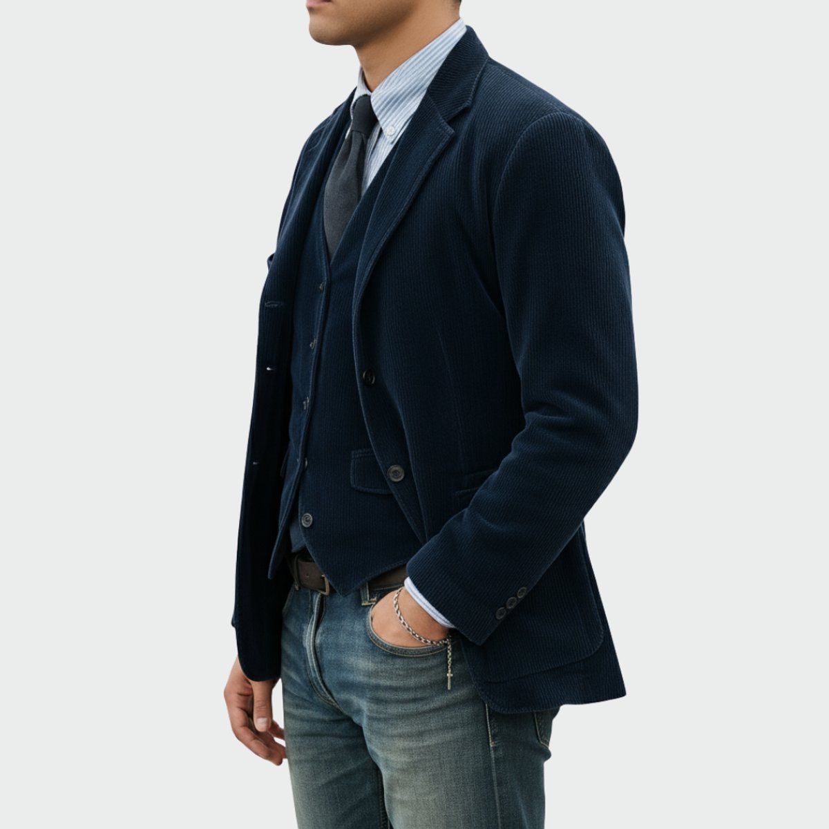 Bram | Heren Ribfluwelen Blazer Vestset Slim-Fit Tweedelig