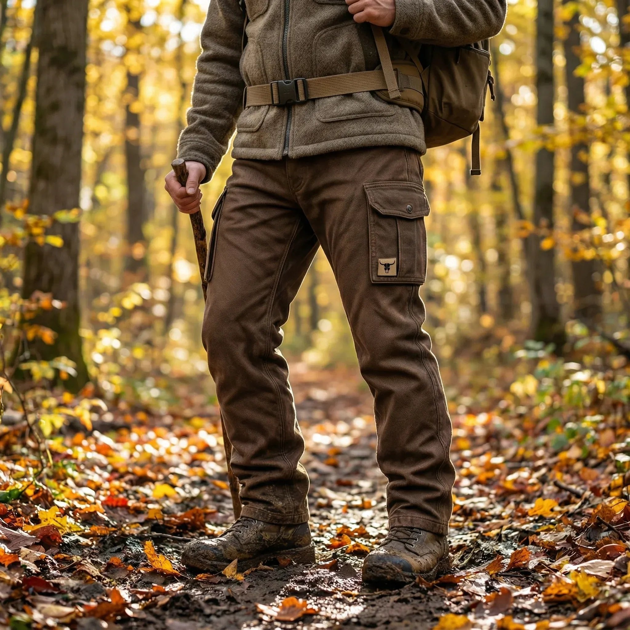 Lucas | Heren Slim-Fit Cargohose Tapered Seitentaschen Bull-Patch