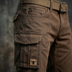 Lucas | Heren Slim-Fit Cargohose Tapered Seitentaschen Bull-Patch