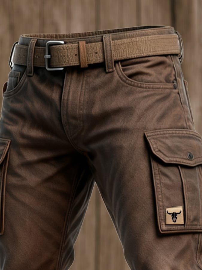 Lucas | Heren Slim-Fit Cargohose Tapered Seitentaschen Bull-Patch