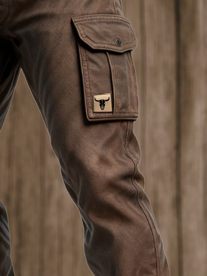 Lucas | Heren Slim-Fit Cargohose Tapered Seitentaschen Bull-Patch