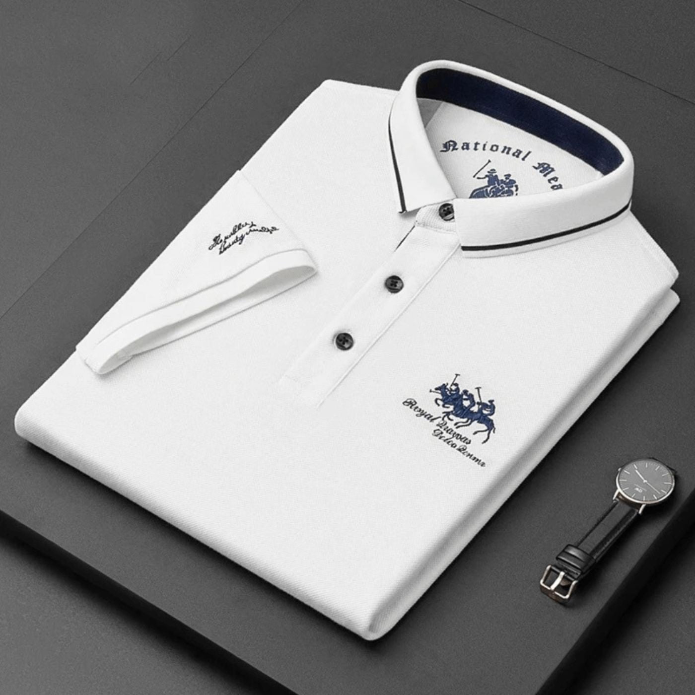 Lars | Heren Slim-Fit Korte Mouw Poloshirt met Geborduurd Logo