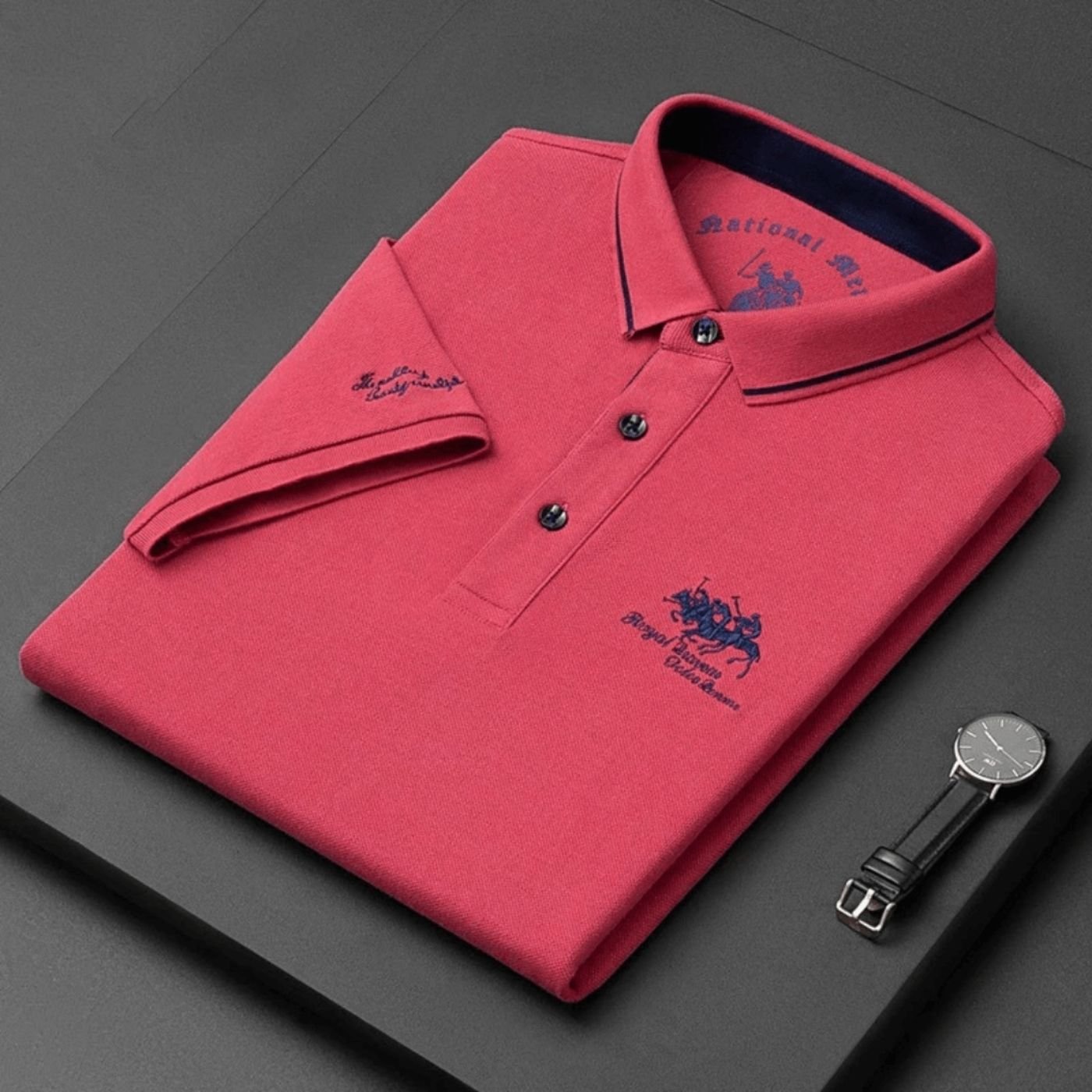 Lars | Heren Slim-Fit Korte Mouw Poloshirt met Geborduurd Logo
