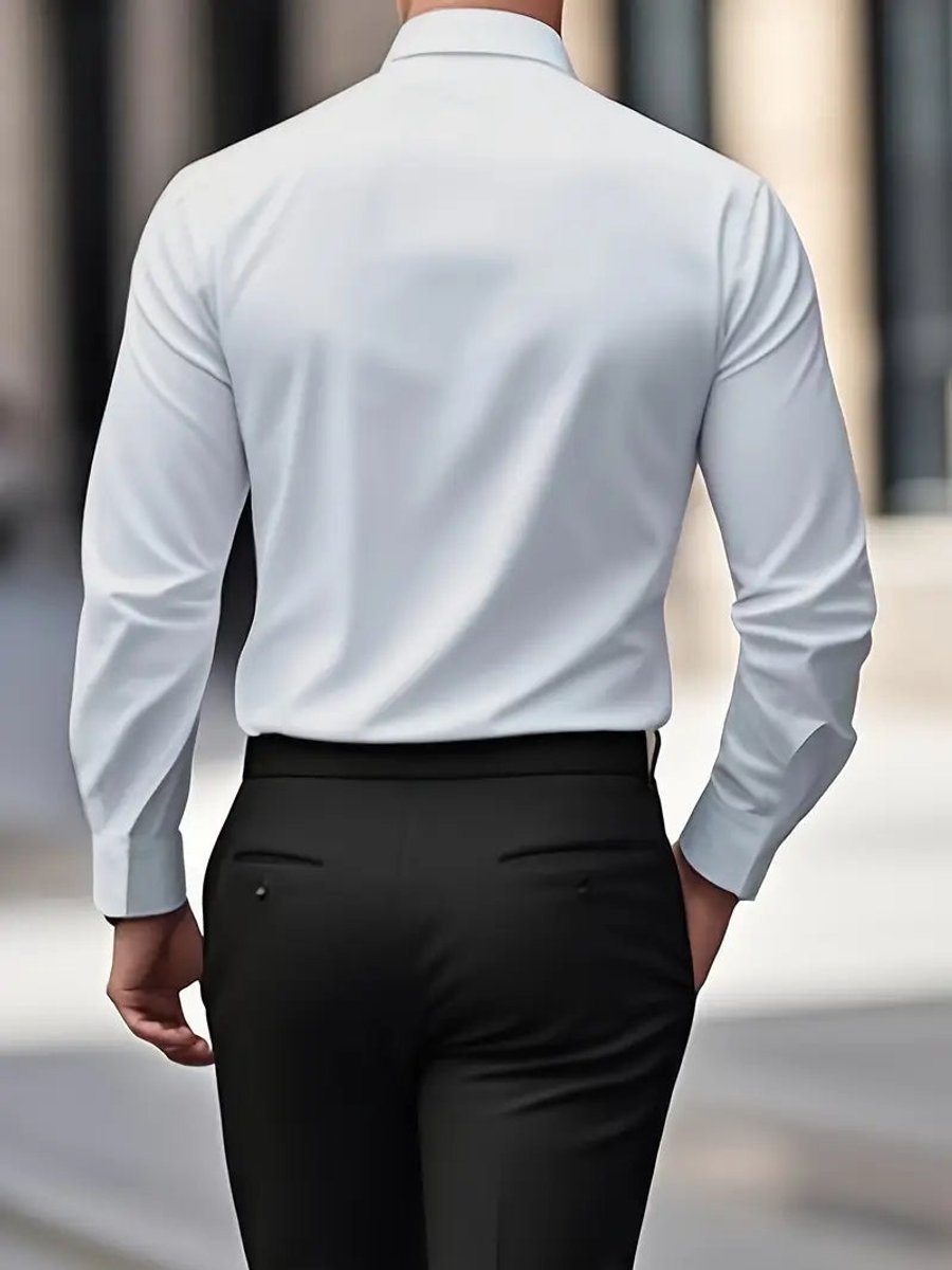 Sven | Heren Slim-Fit Kreukvrij Zakelijk Overhemd Lange Mouw