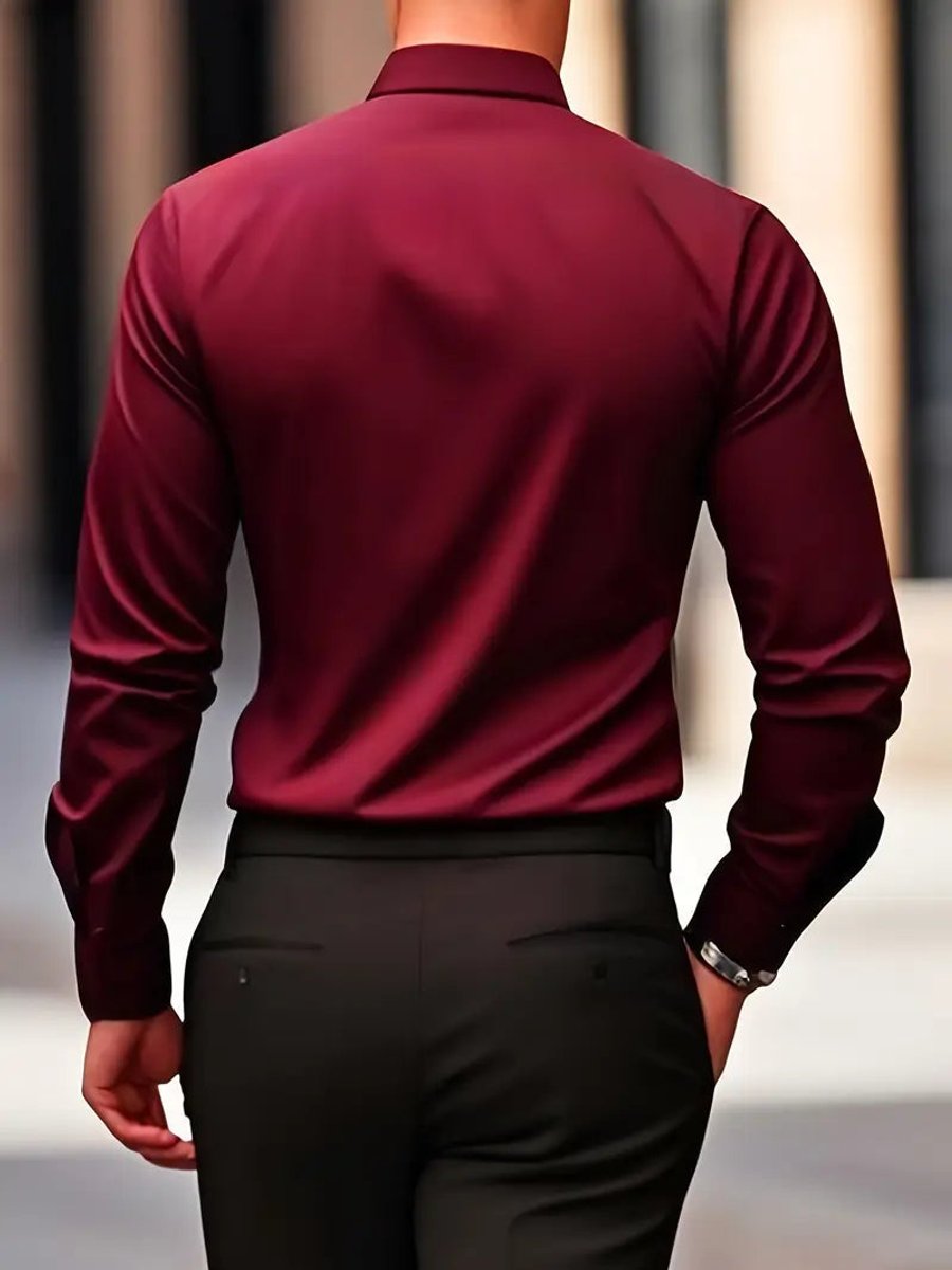 Sven | Heren Slim-Fit Kreukvrij Zakelijk Overhemd Lange Mouw