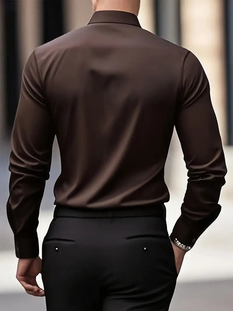 Sven | Heren Slim-Fit Kreukvrij Zakelijk Overhemd Lange Mouw