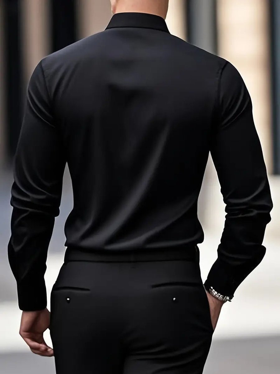 Sven | Heren Slim-Fit Kreukvrij Zakelijk Overhemd Lange Mouw