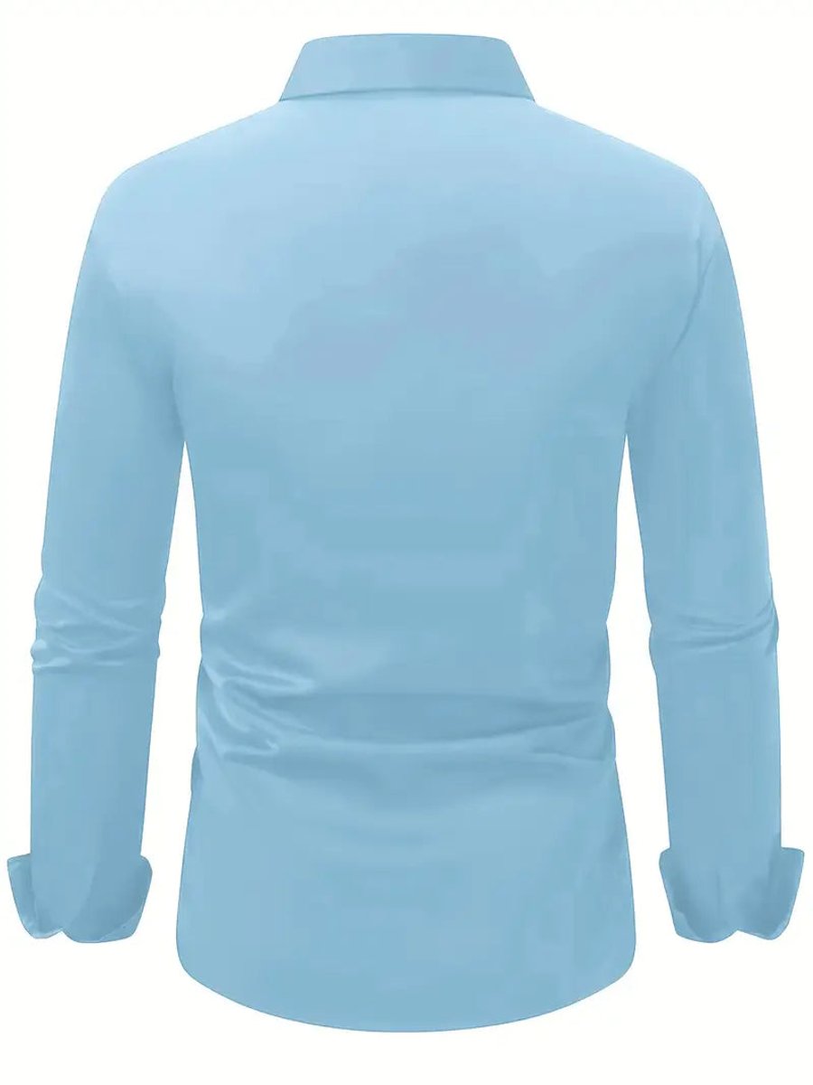 Sven | Heren Slim-Fit Kreukvrij Zakelijk Overhemd Lange Mouw