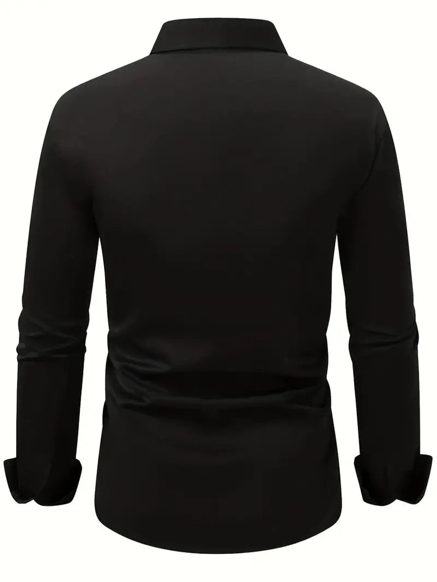 Sven | Heren Slim-Fit Kreukvrij Zakelijk Overhemd Lange Mouw