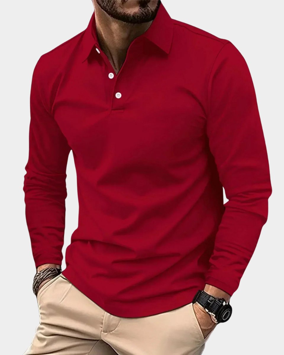 Bram | Heren Slim-Fit Lange Mouw Smart-Casual Poloshirt