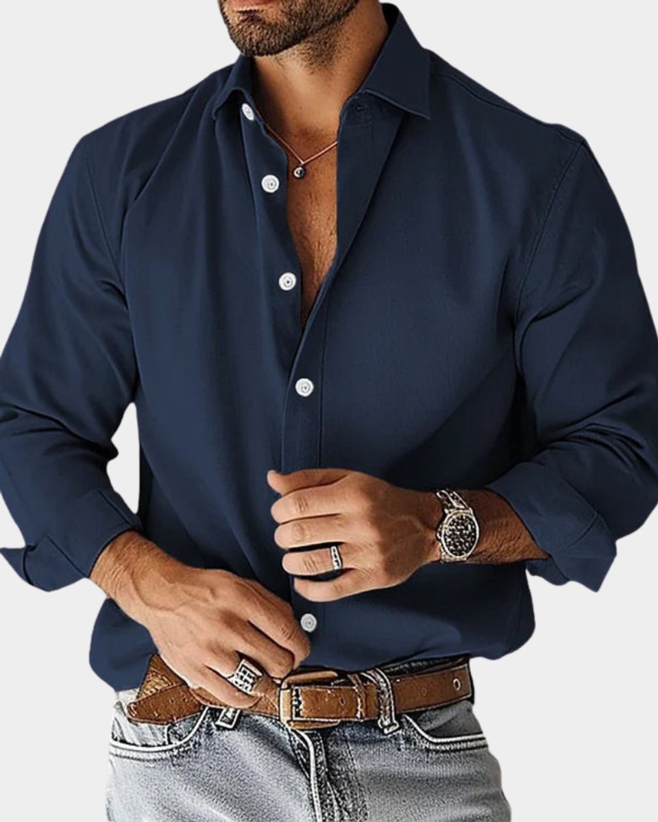 Daan | Heren Slim-Fit Overhemd met Lange Mouwen Strijkvrij