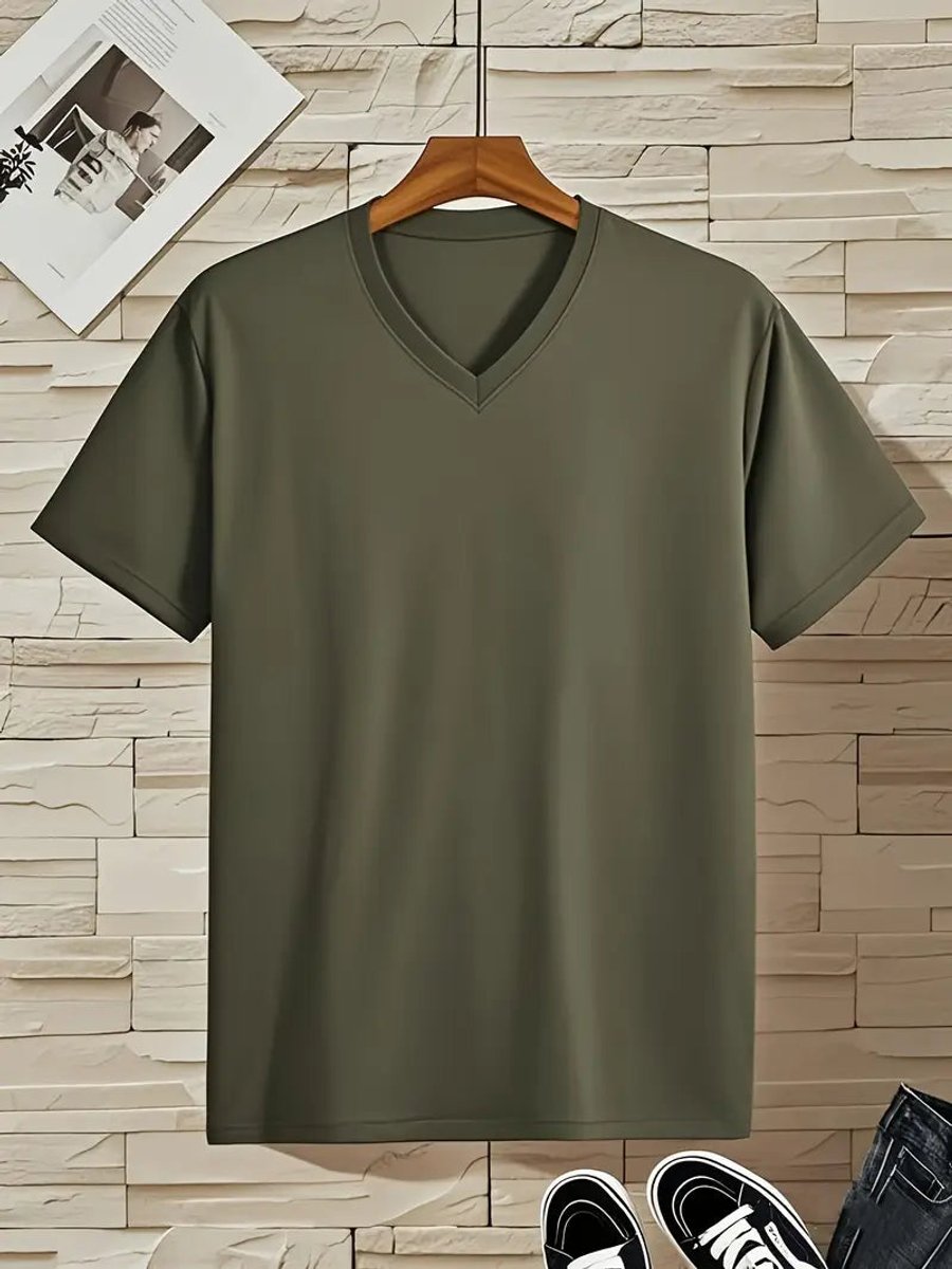 Sem | Heren Slim-Fit V-hals Kortmouw T-shirt