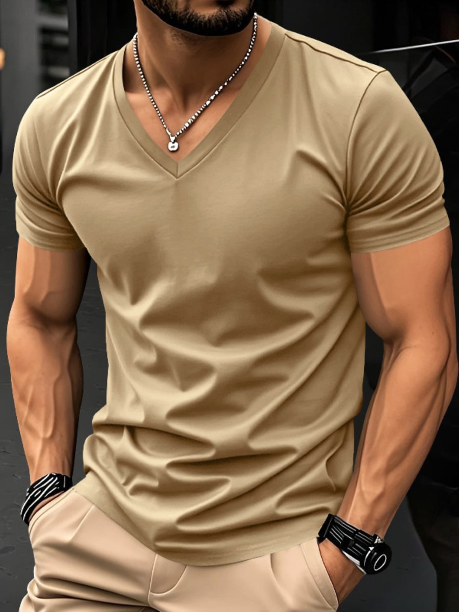 Sem | Heren Slim-Fit V-hals Kortmouw T-shirt