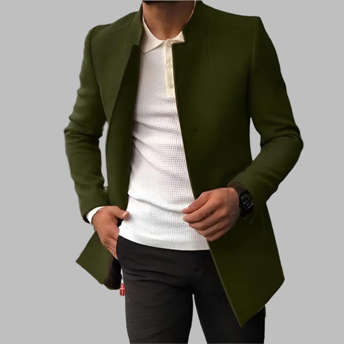 Luuk | Heren Slim-Fit Wollen Overjas Elegante Mens Wool Coat
