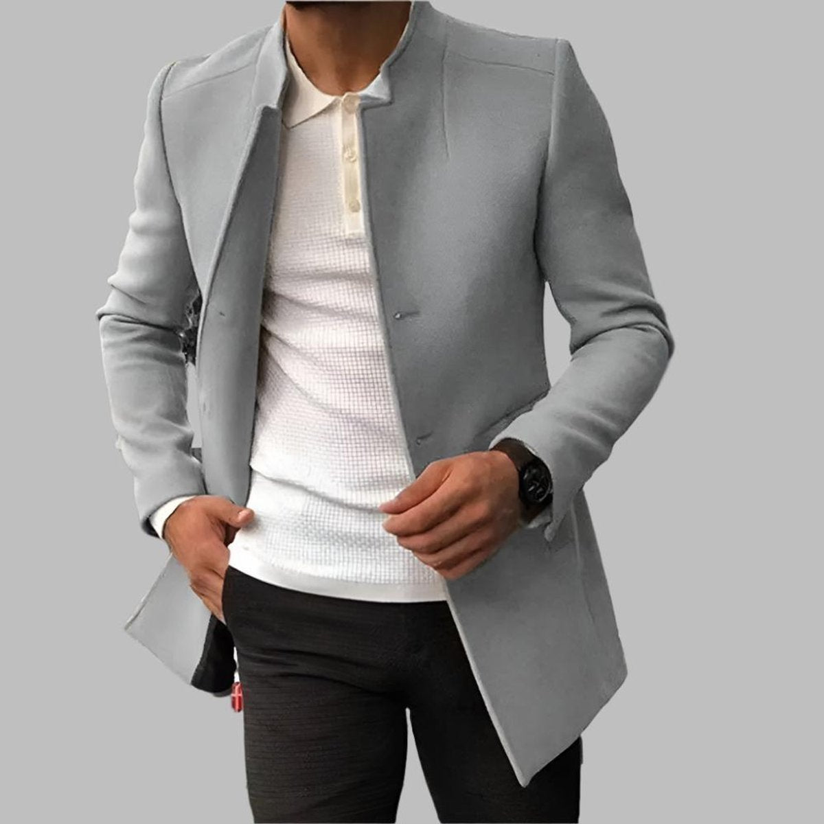 Luuk | Heren Slim-Fit Wollen Overjas Elegante Mens Wool Coat