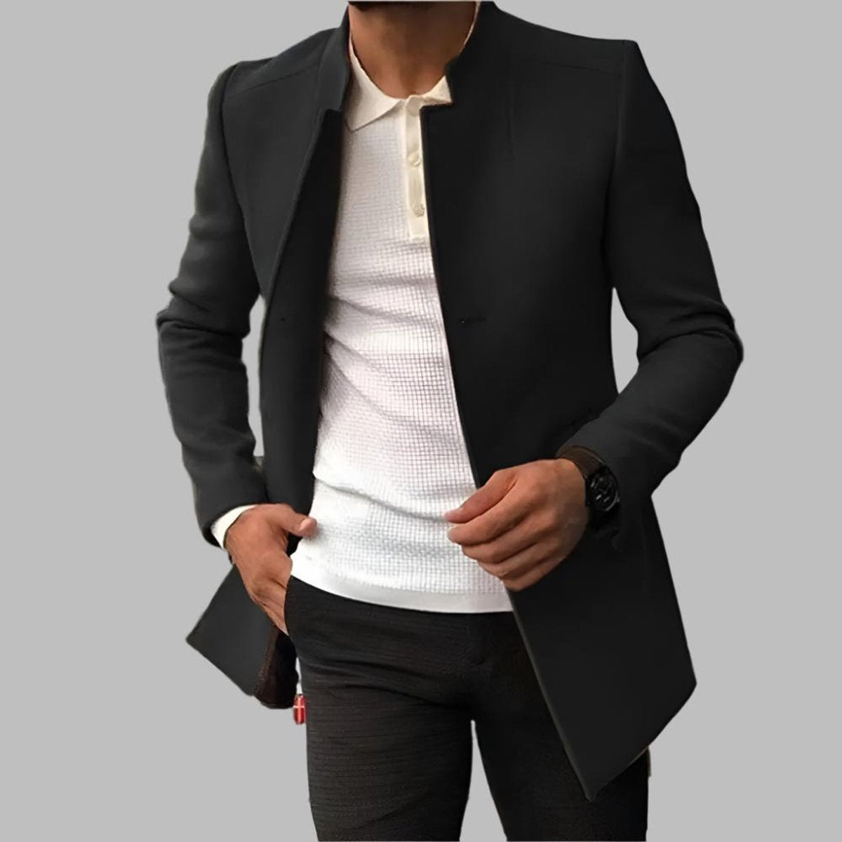 Luuk | Heren Slim-Fit Wollen Overjas Elegante Mens Wool Coat