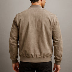 Finn | Heren Suède Bomber Jacket Slim-Fit Ritsluiting