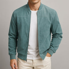 Finn | Heren Suède Bomber Jacket Slim-Fit Ritsluiting