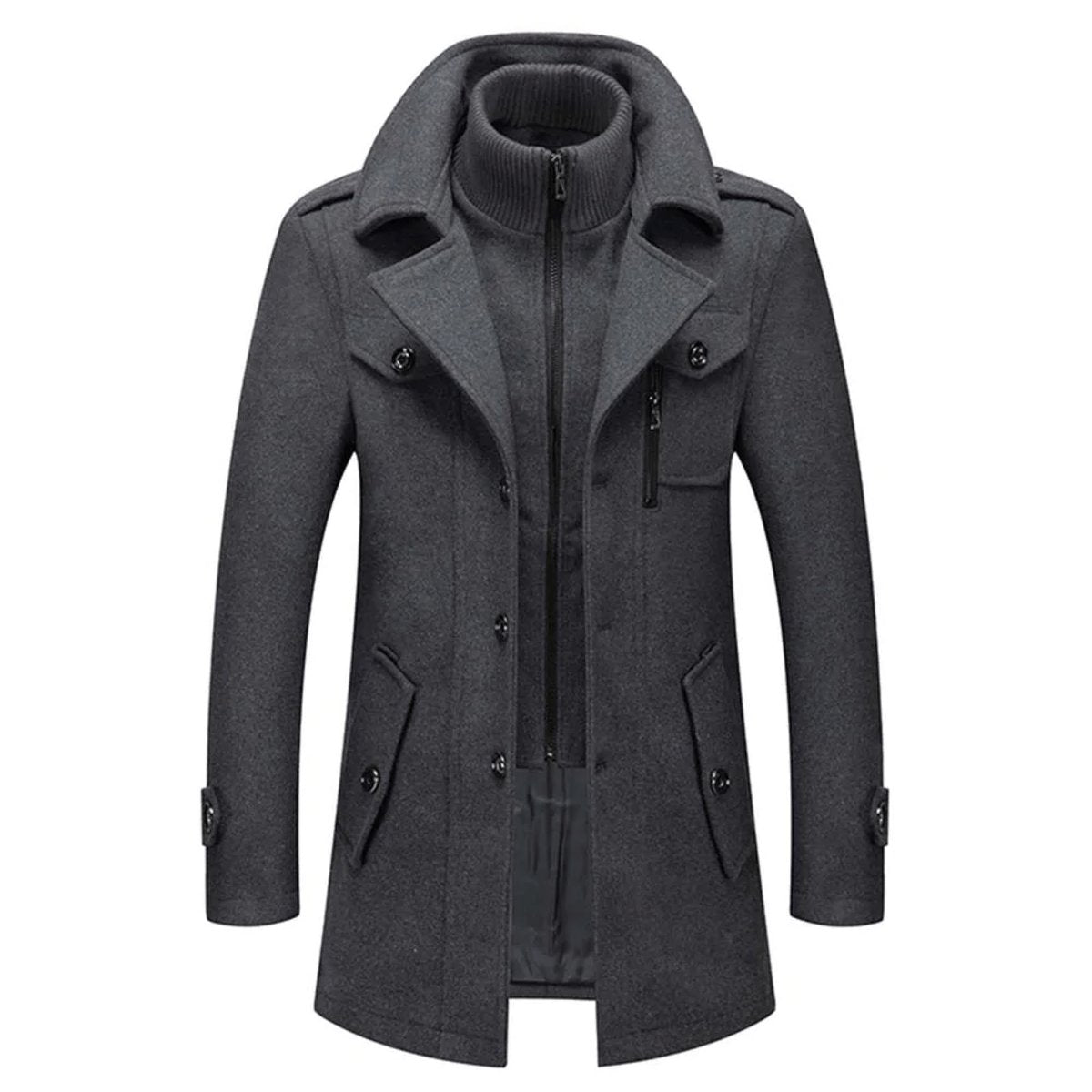 Lars | Heren Tweedelig Slim-Fit Wollen Winterjas Wol Blend