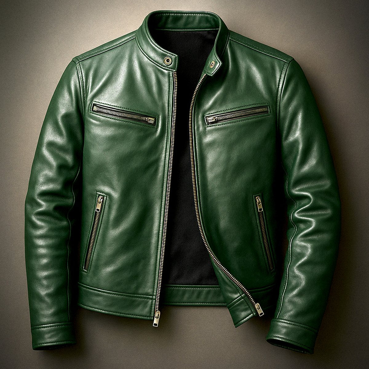 Bowen | Heren Vintage Leren Biker Jacket Ritssluiting Vier Zakken