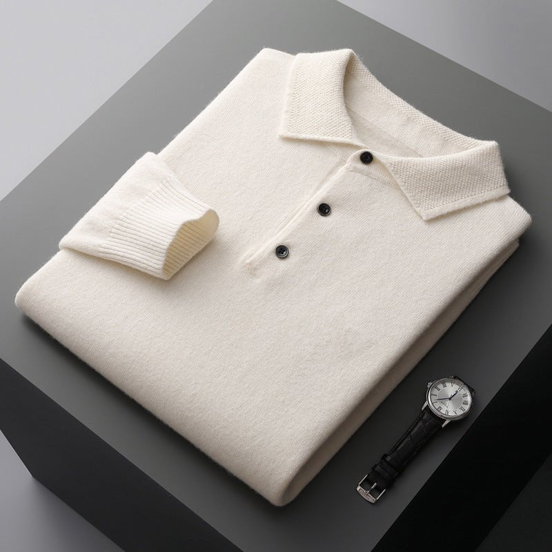 Liam | Heren Zachte Regular-Fit Gebreide Longsleeve Poloshirt