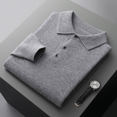 Liam | Heren Zachte Regular-Fit Gebreide Longsleeve Poloshirt