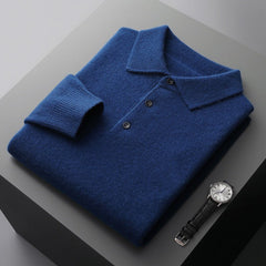 Liam | Heren Zachte Regular-Fit Gebreide Longsleeve Poloshirt