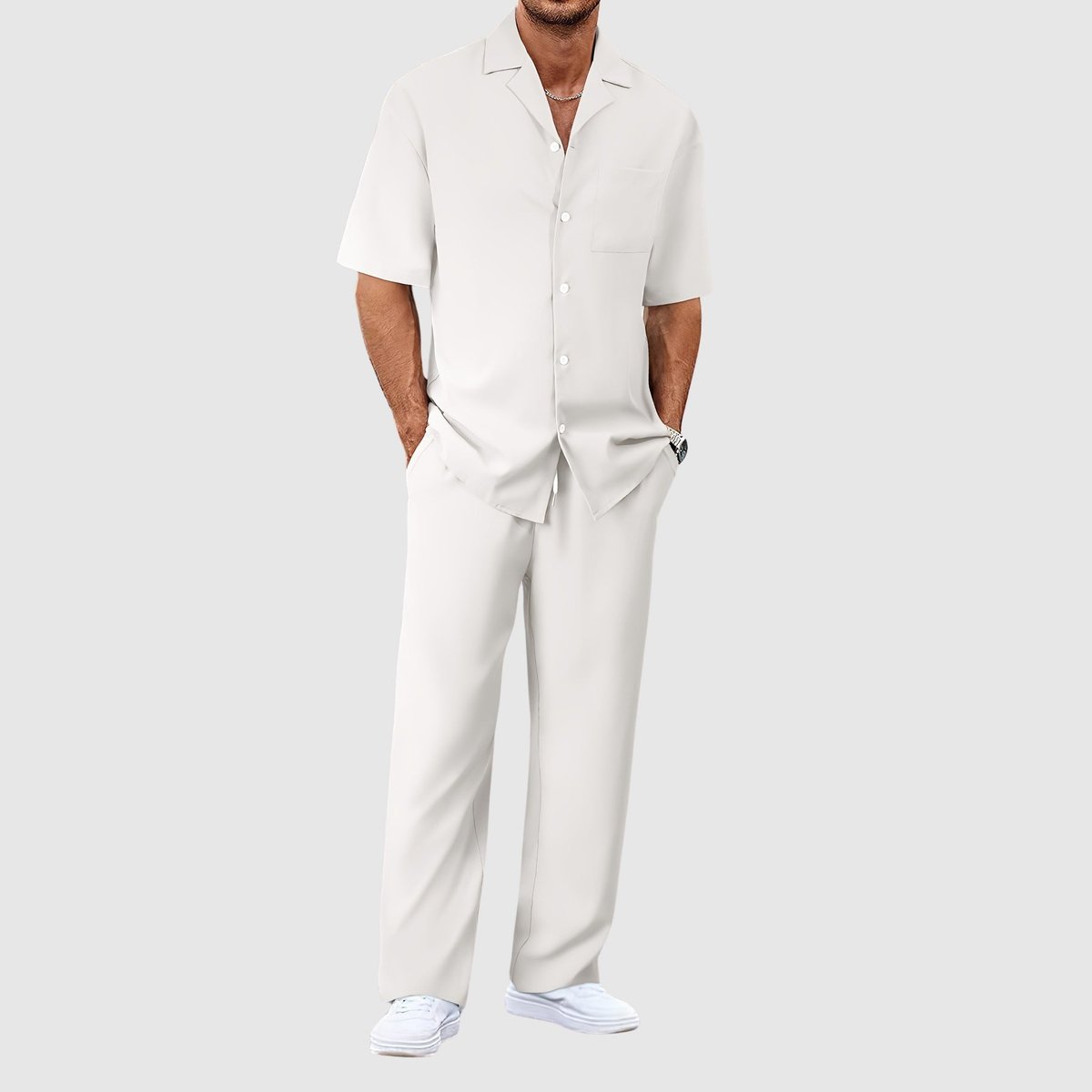 Bram | Heren Zomer Tweelig Casual Overhemd Broek Set