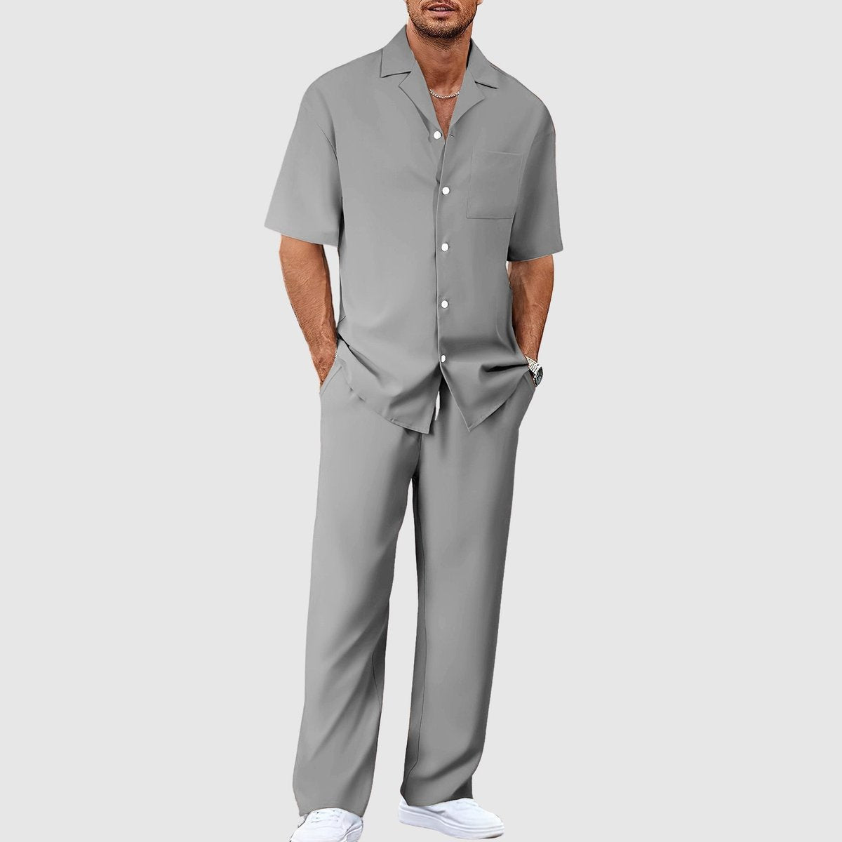 Bram | Heren Zomer Tweelig Casual Overhemd Broek Set