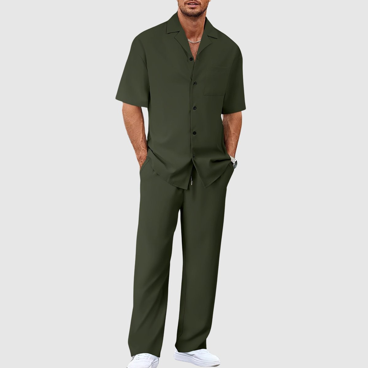Bram | Heren Zomer Tweelig Casual Overhemd Broek Set