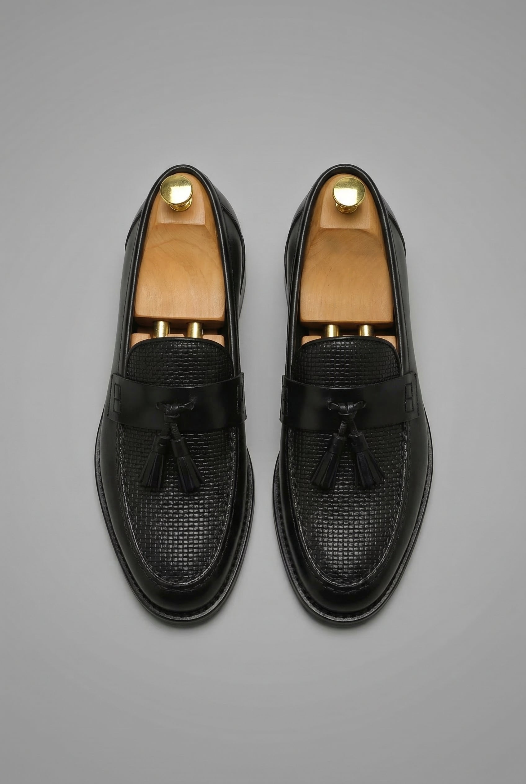 Milan | Heren Zwart Gevlochten Tassel Slip-On Loafers