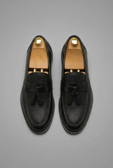 Milan | Heren Zwart Gevlochten Tassel Slip-On Loafers