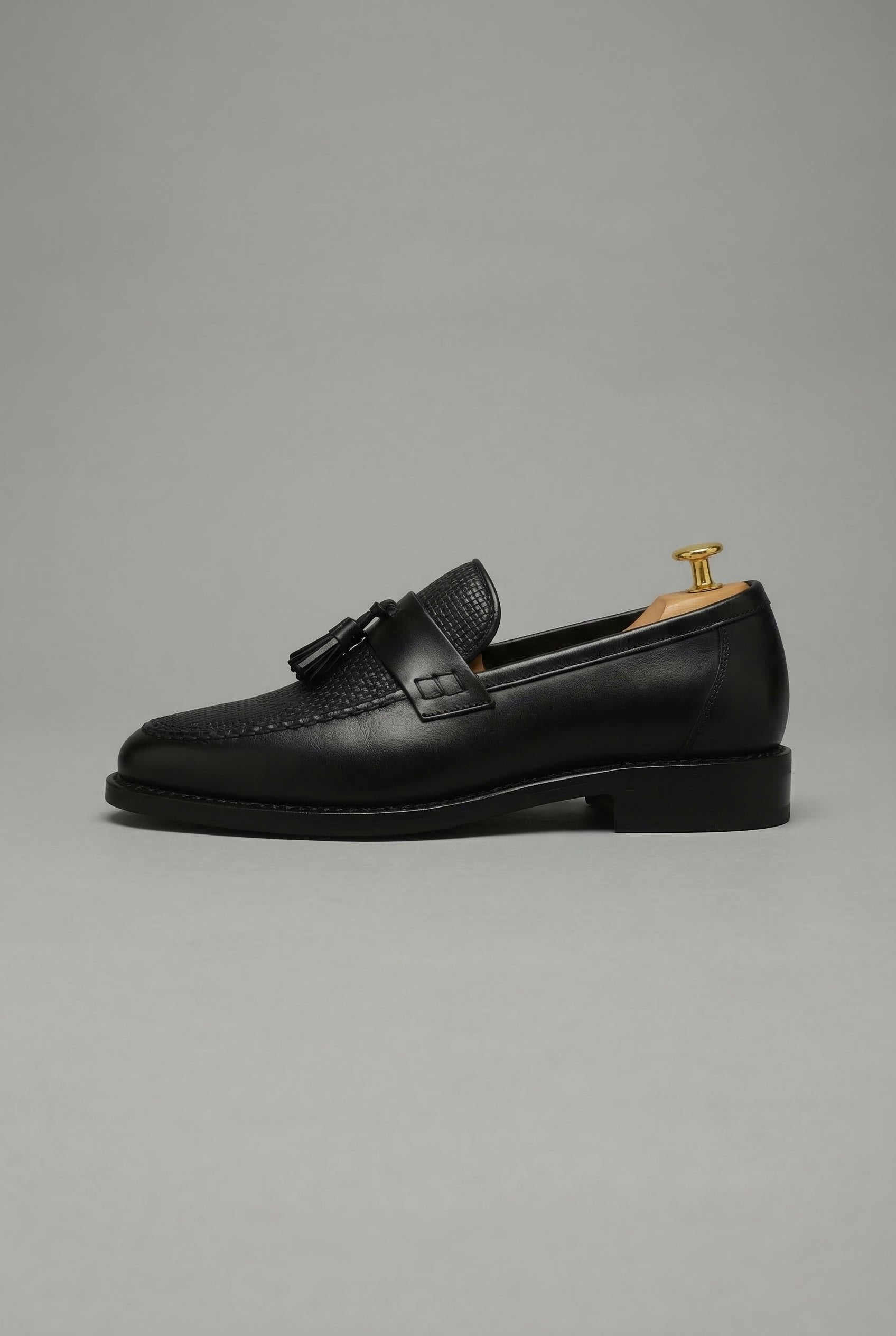 Milan | Heren Zwart Gevlochten Tassel Slip-On Loafers